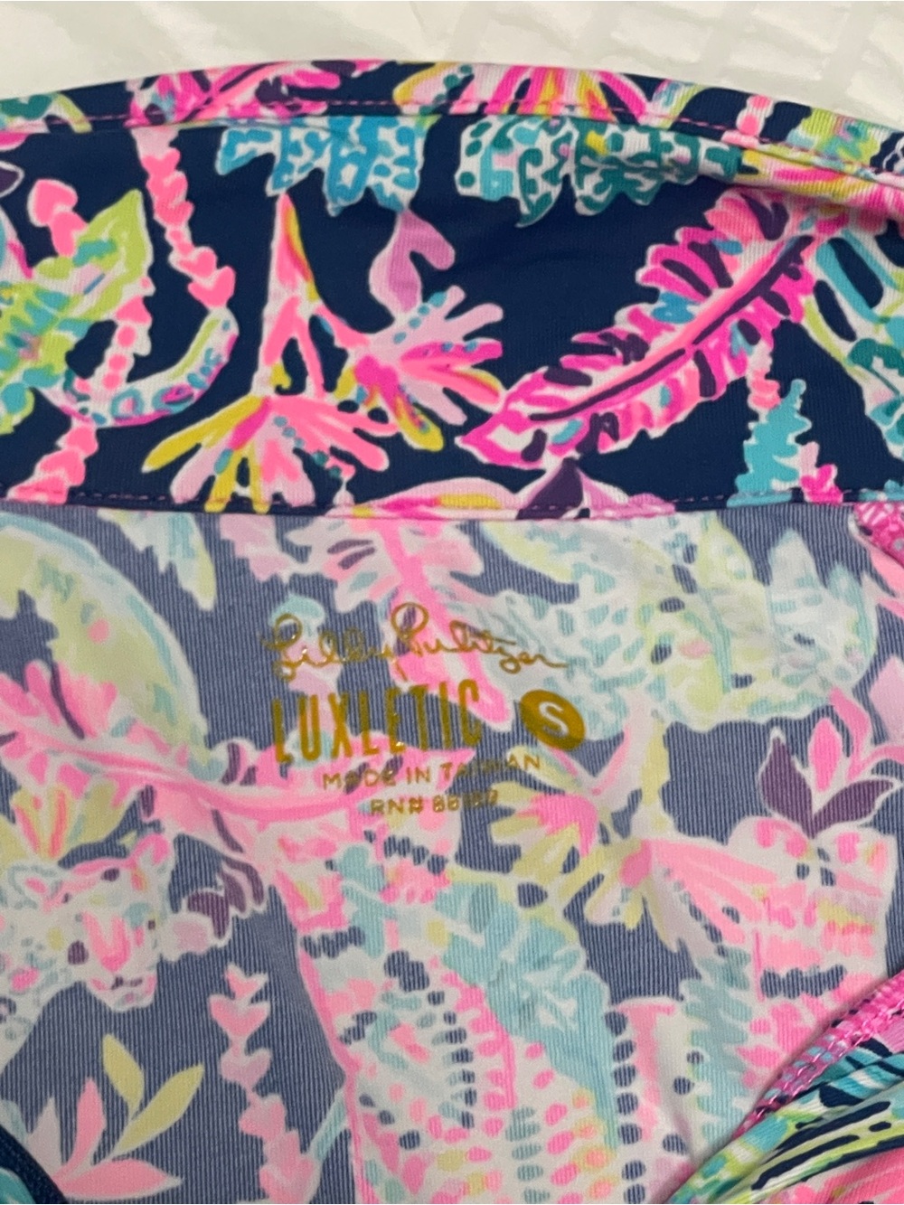Long-Sleeve Luxletic Set in Navy with Pink & Aqua - Picture 2 of 4